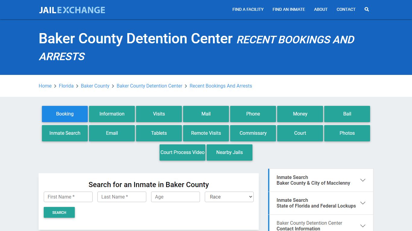 Baker County Detention Center Recent Bookings And Arrests - Jail Exchange