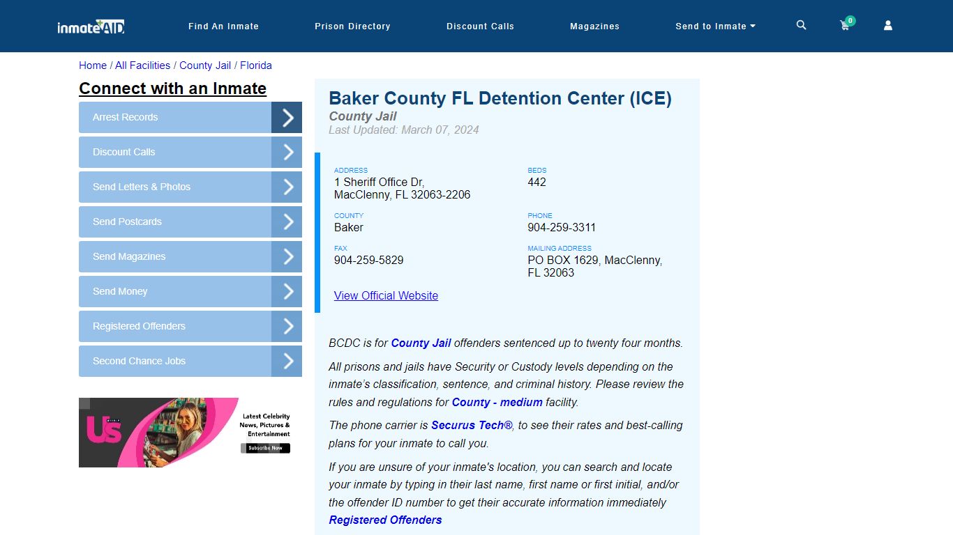 Baker County FL Detention Center (ICE) - Inmate Locator